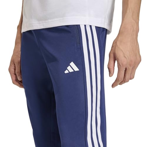 adidas Men's Workout Essentials All-Set 3-Stripes Knit Pant, Dark Blue/White, M