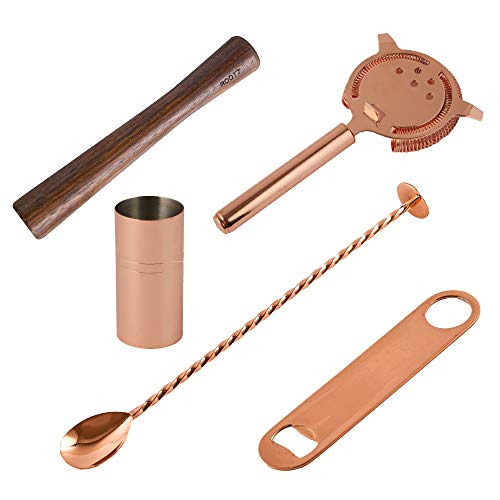 Copper Cocktail Set of 5 | Stainless Steel Essential Pro Bar Set –