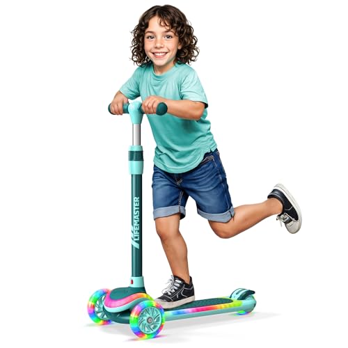 Lifemaster 3-Wheel Kids Scooter with Multi-Color Lights on Deck & Wheels β 5-Height Adjustable Handlebar
