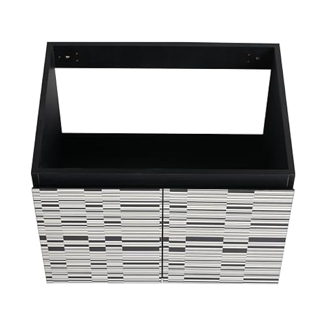 Modern Bathroom Cabinet Door Panel ¨C Durable MDF/Glass Design, Easy Installation, Adjustable Hinges, Elegant Finish for Vanity & Storage Cabinets (Black White) (1 Panels + 1 Doors)