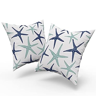 Starfish Pillow Covers 18X18 Inch Summer Beach Themed Blue Coastal Pillows Nautical Decor for Home Bedroom Living Room… 41CPGpPUVJS. SS400
