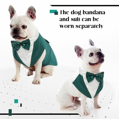 Hunde Smoking Hochzeit, Hochzeitsoutfit Hund Fliege Hochzeit Hunde Anzug für Hochzeit Dog Tuxedo Wedding Smoking Hochzeit(Dunkelgrün, L)
