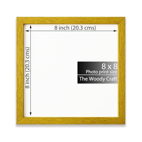 Image of Square Frame 8x8 inch | Cheerful Photo Frames For Wall Decor | Wall Frames That Brighten Any Room | Classic Wooden Photo Frame | Yellow Frames For Wall Decor | Wedding Photo Frame (8x8 inch, Yellow)