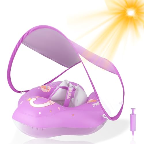 WYRIAZA Baby Float with Canopy, Baby Pool Float with Canopy, Toddler Floaties with UPF50+ Sun Protection, Safety Seat, Infant Pool Floatie for Toddler Kids Aged 3-36 Months