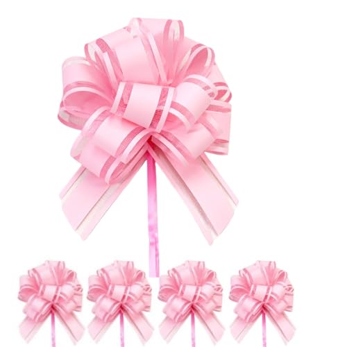 6 PCS Pull Bows for Gift Wrapping by Aurdox 6 Inches Party Wedding Ribbon Bows for Wrapping Boxes or Flower Decorations Decorations (Pink)