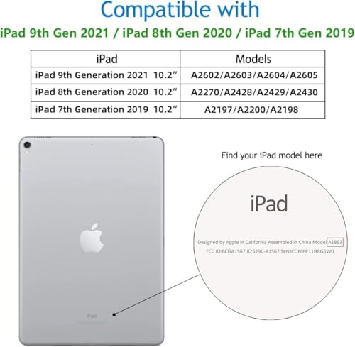 Image of M Cart Smart Case iPad 7 (2019) / iPad 8 (2020) / iPad 9 (2021) 10.2 inch Flip Cover | Leather Finish Flip Cover Shockproof Back Case for iPad 7 / iPad 8 / iPad 9 (10.2 in) (Trifold Green)