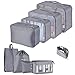 Produktbild 9 Teilig Koffer Organizer Queta Kleidertaschen Set,Kleidertaschen Verpackungswürfel für Kleidung Kosmetik Schuhbeutel Kabel Aufbewahrungstasche, Reisen Organizer Tasche (Grau)