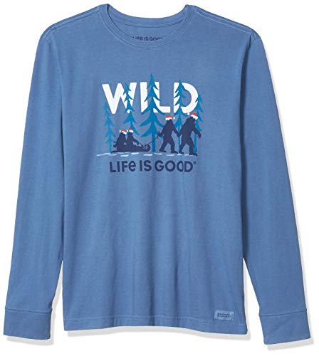 Life is Good Mens Long Sleeve Crusher Holiday Graphic T-Shirt, Wild Vintage Blue, XX-Large