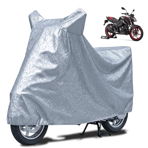 Image of FABTEC Waterproof Bike Body Cover Compatible for TVS Apache RTR 160, A2 (Silver)