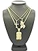 Shiny Jewelers USA Men Gold Iced Out Jesus, Praying Hands, Ankh, Cross, Angel Hip Hop Pendant Chain Necklace Set (Jesus, Praying Hands, Cross Gold)