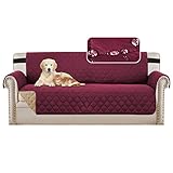 BellaHills Fundas de sofá Fundas de sofá de 3 plazas Fundas de Protector de Muebles Color Reversible (3 plazas, Burdeos/Tostado)