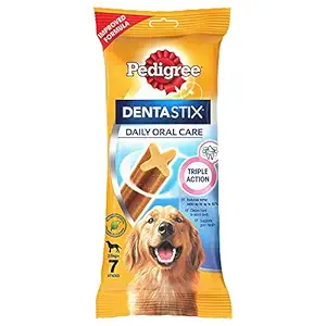 Pedigree Dentastix Adult Large Breed (25 kg+) Oral Care Dog Treat, 270g Weekly Pack (7 Chew Sticks (Piece) )