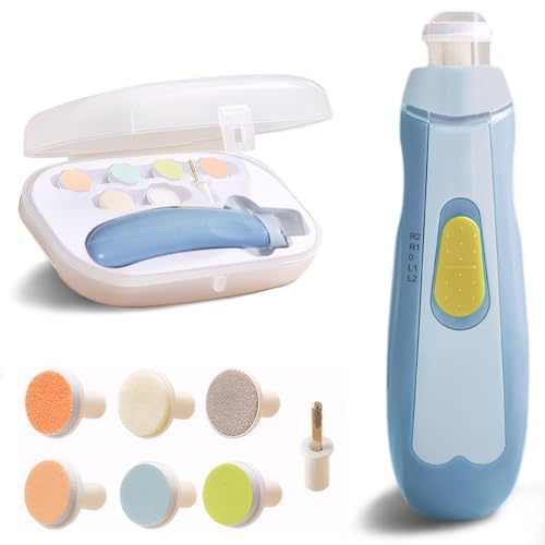 Etiin Baby Electric Nail File | Safe + Easy Baby Nail Trimmer, Baby Nail Clipper + Nail Filer Cutter for Newborn, Infant, Toddler, or Adults’ Fingernail/Toenails, 7 Buffer Pad, LED Light, Storage Case