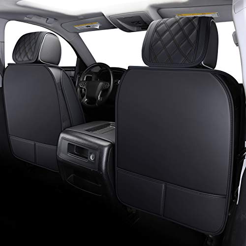 Aierxuan Chevy Silverado Gmc Sierra 2 Front Seat Covers Pickup Custom Fit 2007-2023 1500 2500Hd 3500Hd Crew Double Extended Cab Waterproof Leather Seat Protectors(2 Pcs Front, Black) #TOP2