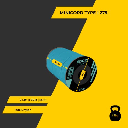EdcX 2 mm Nylon Paracord 275 (15, 30, 50 and 100 m)- 100% Nylon rope, 3-Strand cord, Nylon cord 2 mm in Many Colours (Ice Mint, 50 m) - Image 2
