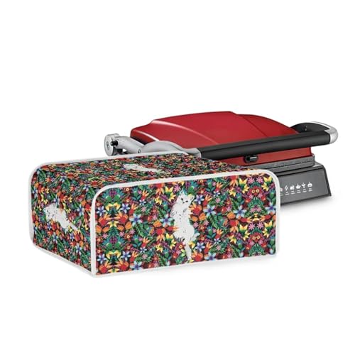 Mintulipy Cat and Multi Floral Griddle Dust Cover for Kitchen Appliance and Accessories Machine Washable Griddle Cover Top Grills Waterproof, Lightweight, Durable-L