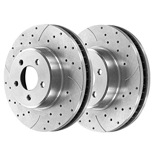 Autoshack Brkpkg039011 Front And Rear Drilled Slotted Brake Rotors Silver Set Of 4 Replacement For 2019 Nissan Maxima 3.5L V6 Fwd #TOP2