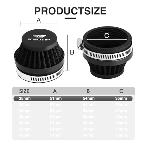 Image of 2PCS Motorcycle 35MM Air Intake Filter Universal Carburetor Air Filter Cleaner for Dirt Pit ATV SSR TTR Bike Breather Filter Fit for Many Different Carburetors (Black 35MM)