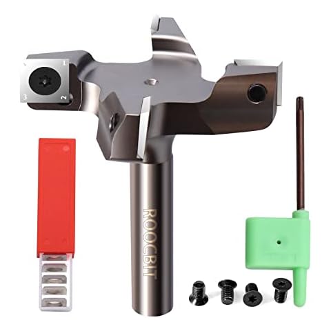 CNC Spoilboard Surfacing Router Bit, 1/2" Shank 3" Cutting Diameter, Carbide Insert Slab Flattening Router Bit Planing Bit Wood Planer Bit Woodworking Tools Comes with 10PCS Blades Cover