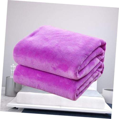 Manta de franela polar púrpura ligera para sofá y cama 5