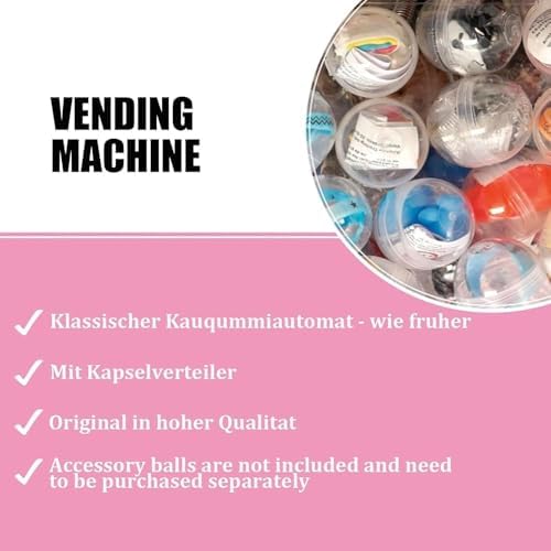 Classic Gumball Machine - 1.26in Automatic Capsule Vending Machine with Key, Brown - Ideal for Retail Stores, Bulk Toy Dispenser for Gumballs & Capsule Toys