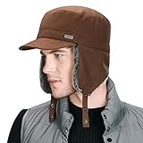Ausklappbar Earflap:Die typischen Ohrenklappen der Herrenmütze können nach Belieben auch hochgeklappt und mit dem Druckknopf fixiert werden–so hat man die Wahl zwischen verschiedenen coolen Trageoptionen.