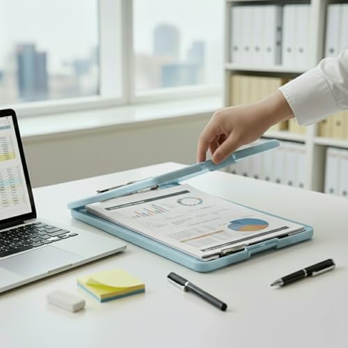 Image of oddpod Praise A4 Clip Pad /Clipboard with Storage Case for Paper and Document Storage 83002 (Light Blue)