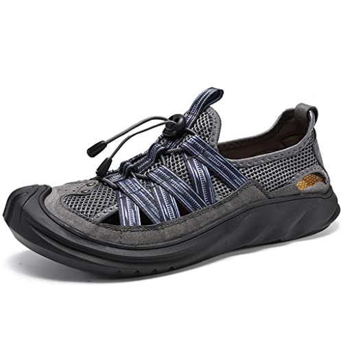 Men Sandals Plus Size Hollow Beach Shoes Comfortable Outdoor Walking Shoe for Man Hole Shoes Casual 38-48(Gray,39 Code)