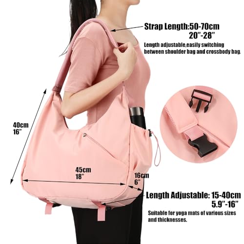 Yoga Tote Gym Shoulder Bag for Men&Women, Waterproof Wet Pocket & Adjustable Mat Strap - Large Duffle Workout Bag with Water Bottle Holder2