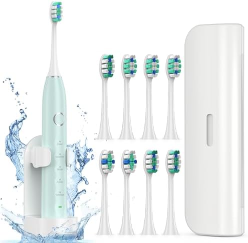 Sonic Electric Toothbrush For Adults With 8 Brush Heads, 6 Cleaning Modes 2 Minutes Built In Smart Timer 60 Days Single Charge Rechargeable Toothbrush