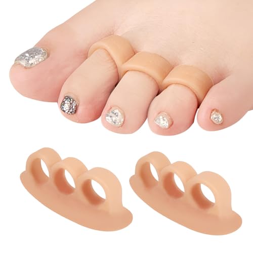 feifanshop 4 Separatori per dita dei piedi, cuscinetti in gel per dita dei piedi a martello in silicone, per sollievo dal dolore per dita a martello, dita sovrapposte, dita arricciate e 3 anelli
