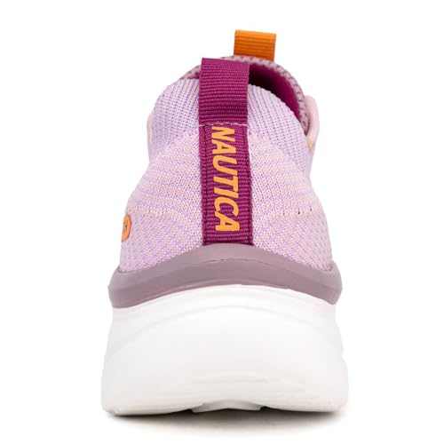 Nautica Tênis de corrida feminino moderno com cadarço casual com amortecimento máximo, Lilac Fun-ven