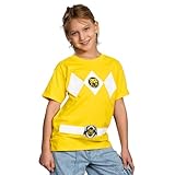 Power Rangers Mighty Morphin Yellow Boys Youth Armor Costume T-Shirt (MD, Yellow)