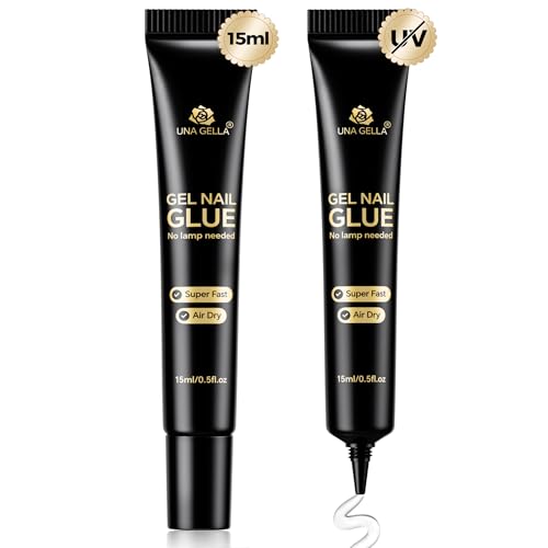 UNA GELLA Strong Nail Glue Gel, 15ml*2pcs No U V/Lamp Needed Nail...