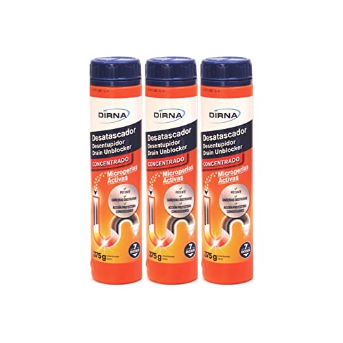 DIRNA Desatascador POTENTE Microperlas Activas Sosa Caustica 375 gr PACK 3 Unidades Cover