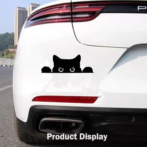 Image of Funny Car Stickers, Waterproof Peeking Sneaky Cat Sticker, Self-adhesive Cute Black Cat Decals, 5.5 inch x 2 inch Curious Peeking Kitty Cat Decal for Cars, Trucks, Window, Laptop, Wall (Black)