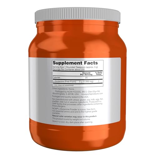 image for NOW Foods Sports Nutrition, L-Glutamine Pure Powder, Nitrogen Transpor