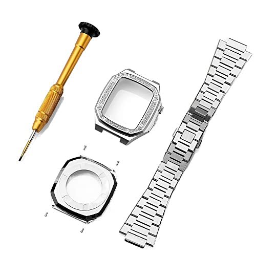 Bracelet Apple Watch 45 mm caoutchouc noir boîtier acier iWatch Series 8 7 SE