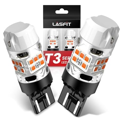 LASFIT T3 7440 7443 LED Bulb Amber 7444NA Built in Resistor 100% Error Free for 4TH Toyota Tacoma 2024 2025 Front Turn Signal Parking Light 500% Brighter 7444 7441 W21W Blinker (2pcs) Cover