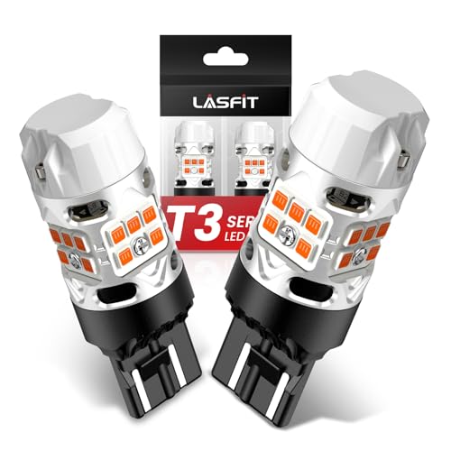 LASFIT T3 7440 7443 LED Bulb Amber 7444NA Built in Resistor 100% Error Free for 4TH Toyota Tacoma 2024 2025 Front Turn Signal Parking Light 500% Brighter 7444 7441 W21W Blinker (2pcs)