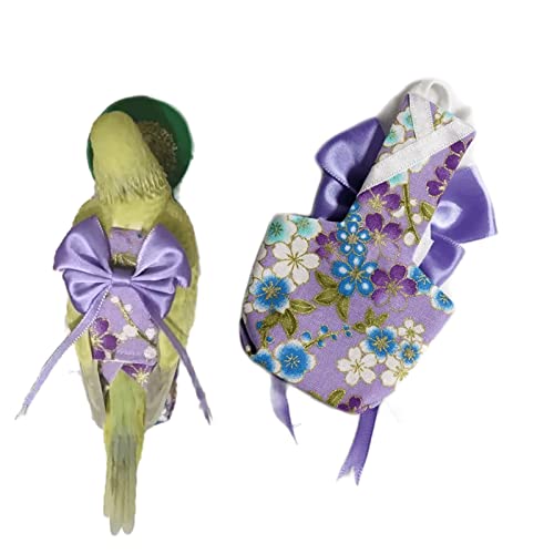 Barn Eleven Bird Flight Suits Diapers, Parrot Diapers for Monk Parakeets, Cockatiels, Parrot Clothes Costume, Bird Training Nappy Suit Liners Clothes (Medium,Purple)