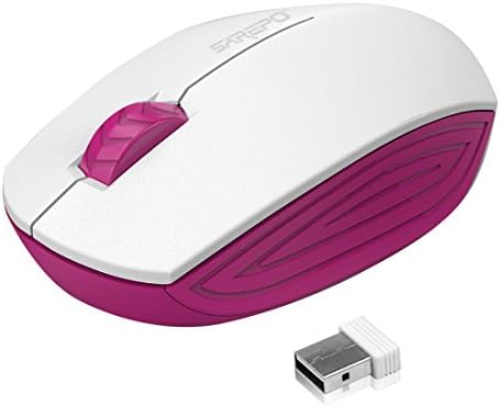 SAREPO Commander 2.4 GHz Wireless Mouse Cordless Optical Mice with Nano Receiver, 1200 DPI –Stark Colors and Minimalist (White+Red)