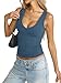 Eachyes Womens V Neck Tank Tops Sleeveless Slim Fit Shirts Summer Going Out Fashion Outfit Clothes 2026 Grey Blue Small