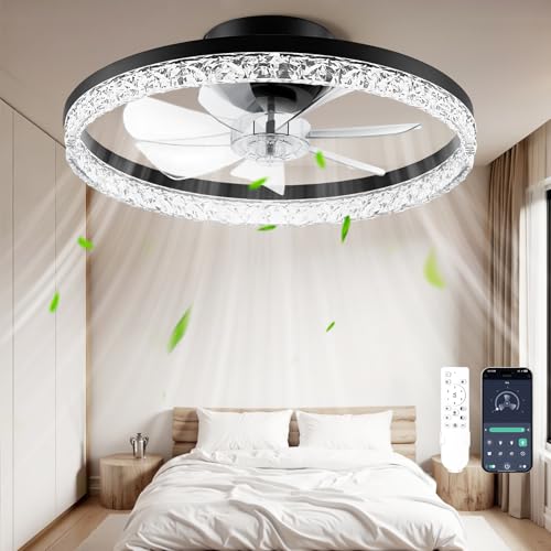 Ceiling Fan with Light, 20" Foldable Ceiling Fans with 6 Wind Speeds by CHAREADA - Used condition - US$40.69