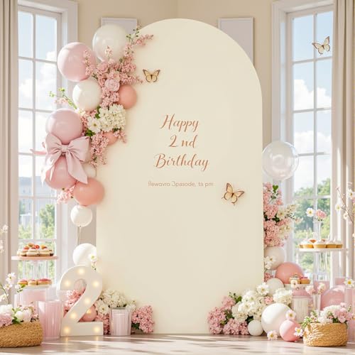 White Beige 7.2FT Arch Backdrop Cover Party Wedding Arch Covers Stretchy Backdrop Baby Shower Bridal Shower Photo Birthday Spandex Arch Stand Cover