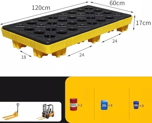 Stackable Spill Containment Platform with Drain Outlet - Modular Anti-Spill Tray for Paint Buckets, Industrial Use, Heavy-Duty Design for Safety and Efficiency