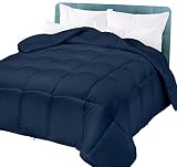 Oakias Comforter Queen Navy – Premium 350 GSM 3D Fillings Duvet Insert Box Design – Quilted Down Alt