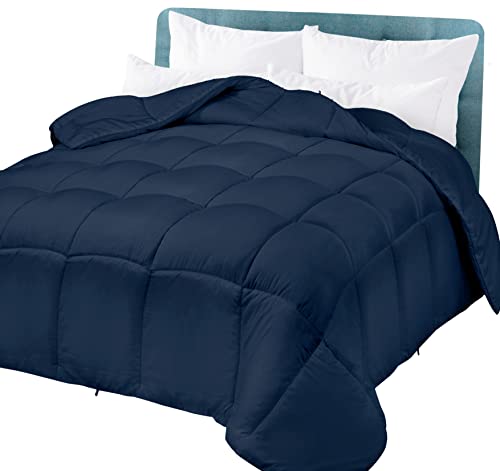 Oakias Comforter Queen Navy – Premium 350 Gsm 3D Fillings Duvet Insert Box Design – Quilted Down Alternative Comforter With 8 Corner Side Duvet Loops – Machine Washable #TOP1