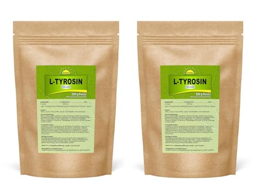 L-Tyrosin (Aminosäure), vegan, 1 kg (2x 500 g im Beutel), Premiumqualität ohne Zusatzstoffe, Bonemis®