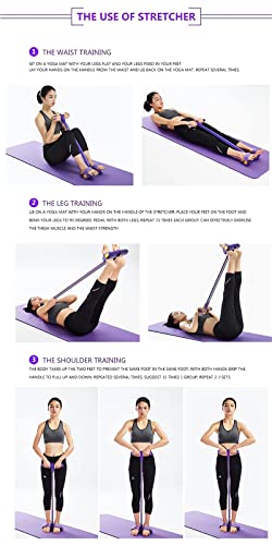 21 Fitness Resistance Bands-4 Tube Pedal Ankle Puller - 2023 New Sit Up Leg Stretch Rope Exercise Bands With Handles, Stretching Workout Fitness Bands For Arm Weights Exercise Equipment (Purple) #TOP1